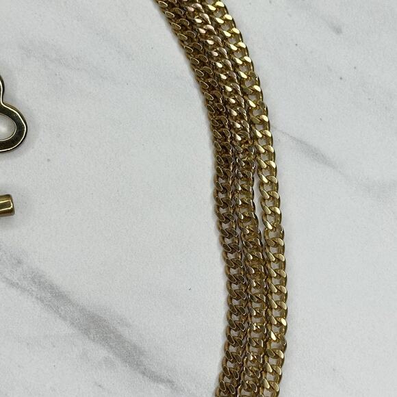 Rhinestone Heart Charm Toggle Gold Chain Belt Large (L/XL) Y2K Statement ✨ - Picture 6 of 11